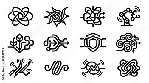 Set of Modern Technology Icons in Flat Design for Digital Interface