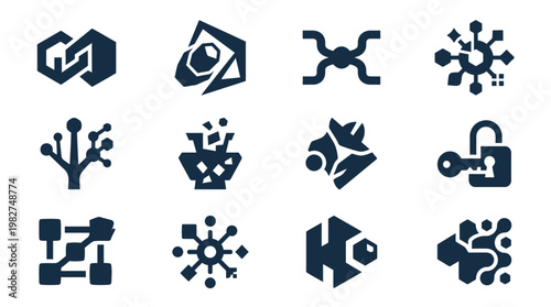 Set of Modern Technology Icons for Digital Applications and User Interfaces