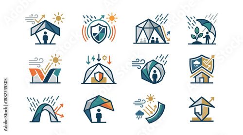 Collection of Eco-Friendly Environmental Icons Featuring Nature Conservation and Sustainability Symbols