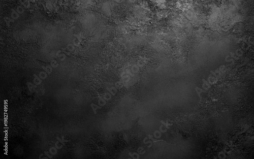Black rustic stone background with texture, Top Down View. Painted background canvas texture as abstract wall putty surface, art painter concept
