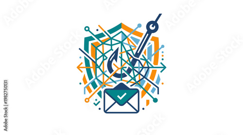 Icon of A Spy Drone with Concentric Circles and Targeting Lines in a Flat Vector Style