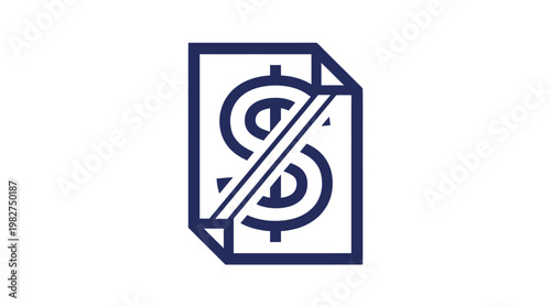 Icon of Financial Document or Invoice with Dollar Sign in Modern Flat Style