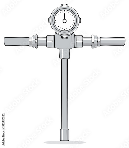Industrial Pipe Gauge with Dial Indicator and Plumbing Fixtures