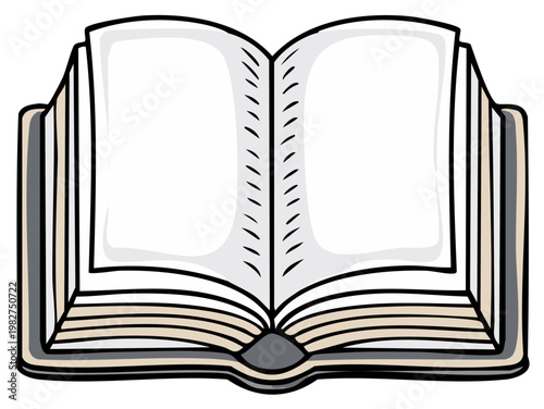 Open book with blank pages cartoon illustration representing new stories and learning