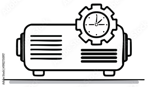 Vintage projector with clock mechanism illustration for creative design and retro technology concepts