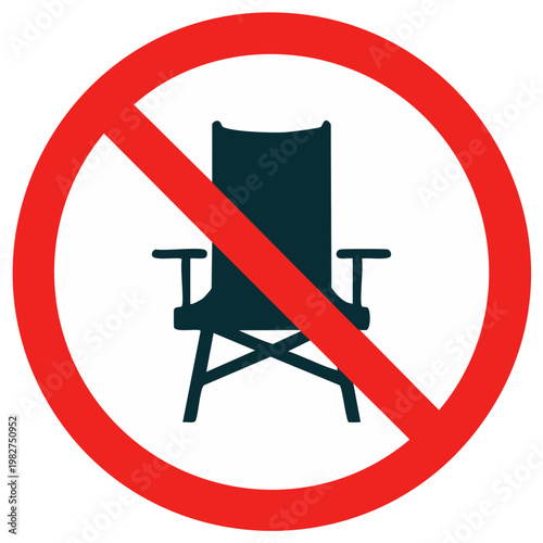 No Seating Allowed Symbol Red Circle with Chair Prohibited Ban Notice Icon
