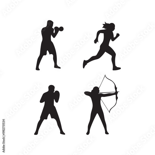 Boxing Running Archery Silhouette Design