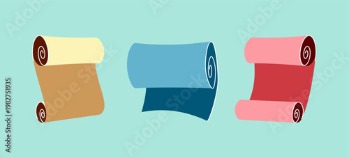Set of color paper scrolls