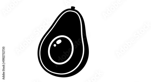 Black Avocado Fruit Icon Illustration.