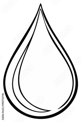 Simple outline of a single water droplet with clean lines and fluid shape