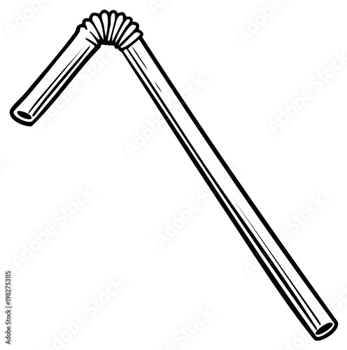 Simple line art illustration of a bendable drinking straw with a flexible joint
