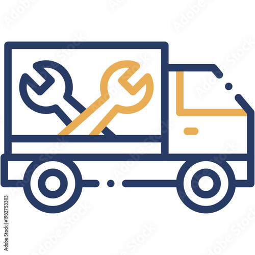Konstfotografi Repair Service Truck Vehicle Vector Icon for Maintenance Work
