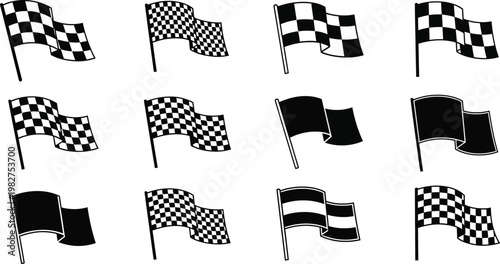 Racing silhouette black and white collection for motorsport