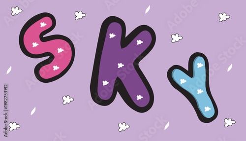 minimalist purple background with white cloud and leaf