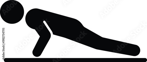 Push up exercise icon. Vector illustration of a man doing pushups on a mat.