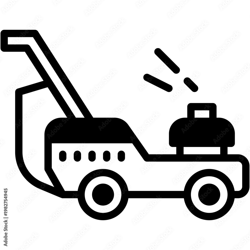 Fototapeta premium Lawn Mower Gardening Machine Vector Icon for Yard Maintenance
