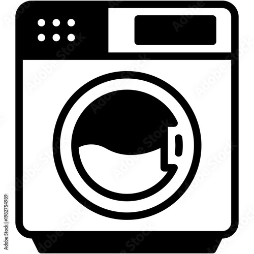 Washing Machine Laundry Appliance Vector Icon for Household Cleaning
