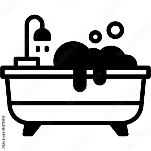 Bathtub Bathroom Furniture Vector Icon for Home Washroom