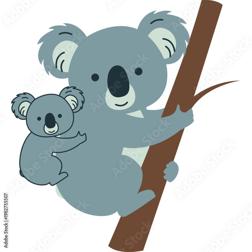 Photography Cute Koala Mother and Baby on Branch