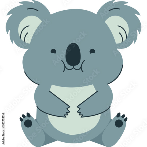 Cute Cartoon Koala Bear Sitting Illustration