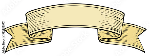 Vintage Style Banner with Swirling Tails and Engraved Texture