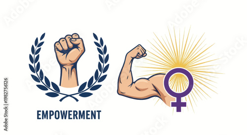Feminine Power and Empowerment Symbols: Fist and Flexed Arm with Venus Symbol