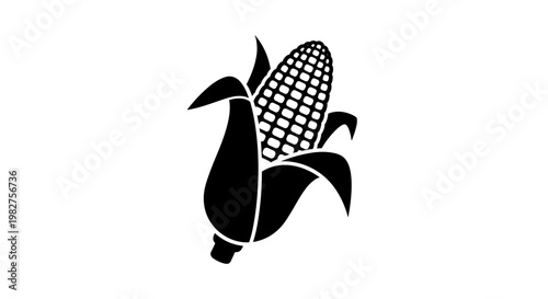 Black Corn Icon Illustration.