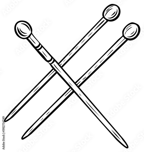 Two crossed wooden matches with round heads on a white background
