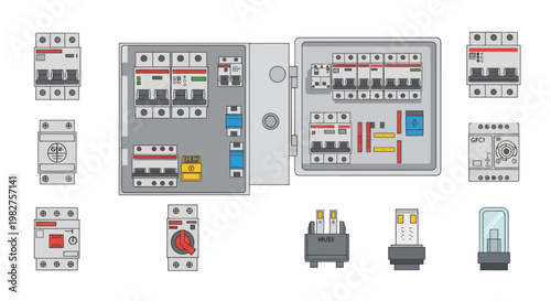 Electrical Panel Components: Circuit Breakers, Fuses, Switches, and Enclosure
