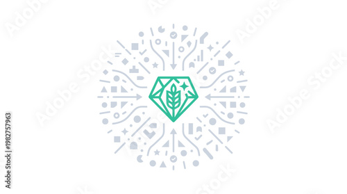 Vector Icon of a Sustainable Leaf Encased in a Heart for Eco-Friendly Lifestyle Design