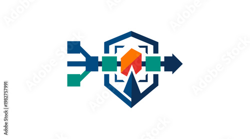 Icon of a Cybersecurity Shield with Digital Data Protection Elements in Vector Style