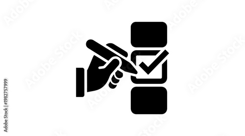 Icon of a Hand Checking Off a Task on Mobile Device for Task Management or Productivity