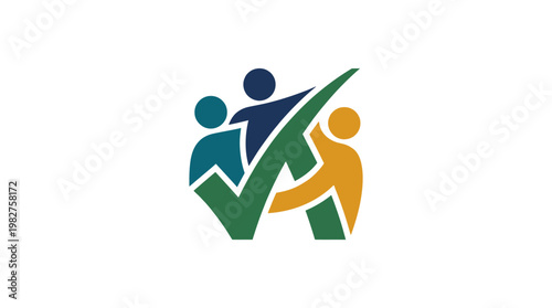 Icon of Teamwork and Collaboration in Flat Vector Style for Business and Office Use