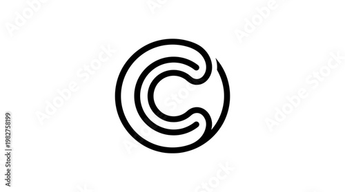 Icon of a Copyright Symbol in Flat Vector Design for Legal and Intellectual Property Use