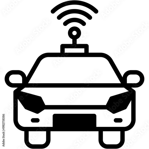 Self Driving Autonomous Car Vector Icon for Smart Transportation