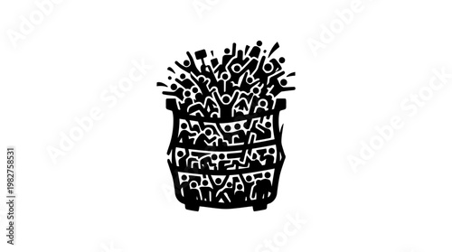Icon of a Wired Brain Representation in Black and White for Technology and Innovation Concepts