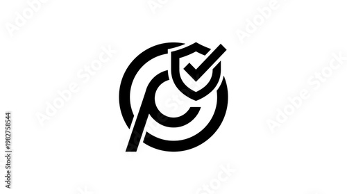 Icon of a Quality Checkmark Inside a Circular Target - Vector Style for Success and Verification