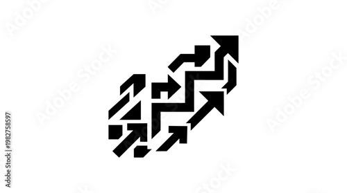 Icon Of Rising Arrow With Bar Graph For Growth And Progress In Digital Business