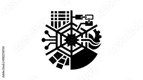 Vector Icon of Cold Climate Snowflake and Ice Crystal Design for Winter and Frost Themes
