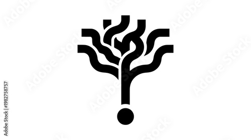 Icon of a Burning Tree with Flames and Smoke in a Minimalist Design