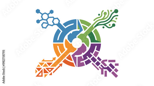 Colorful Vector Icon Representing Data Science and Technology Concepts in Modern Style