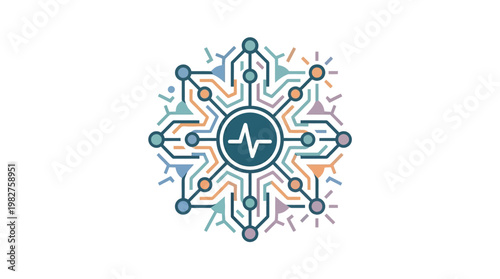 Icon of Artificial Intelligence Brain With Circuitry and Data Network