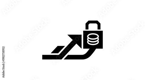 Icon of Growing Business Arrow with Lock Symbol in Digital Security Style