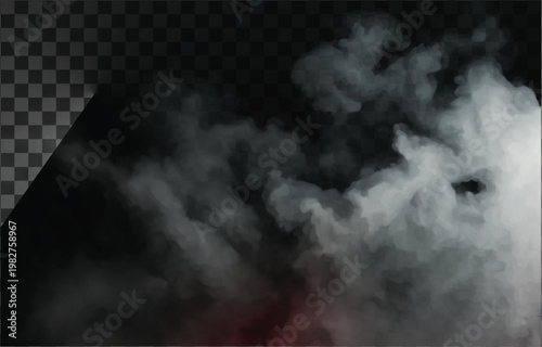 Realistic smoke explosion effect with fog and mist isolated on transparent background for video editing and VFX compositing