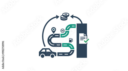 Icon of Smart Parking System With Car Navigation and Payment Technology