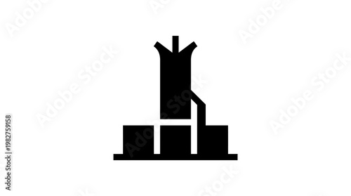 Icon of a Giraffe Standing on a Pedestal in a Minimalist Vector Style