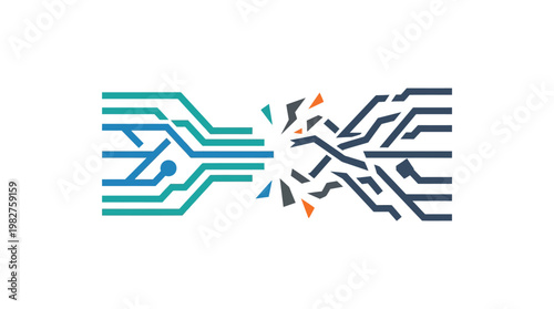 Vector Icon of Digital Data Transfer and Connection in Modern Technology Style