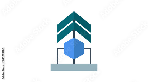 Icon of Modern Building Structure in Minimalist Style for Architecture and Construction Design