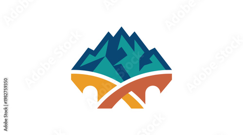 Icon of Mountain Landscape with Forest and Trail in Vector Style for Nature and Adventure Themes