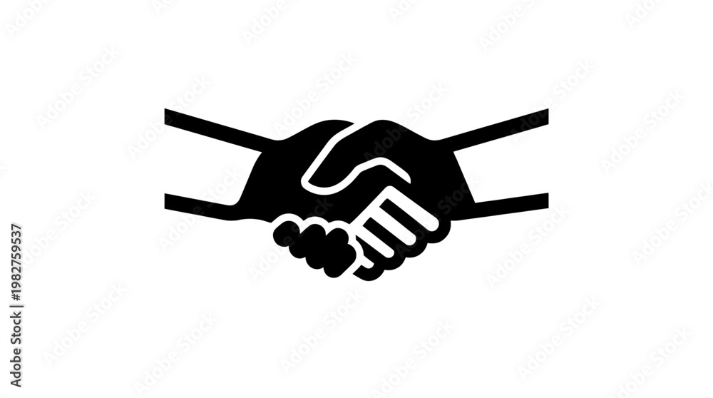 Obraz premium Icon of Handshake Symbolizing Agreement and Partnership in Flat Style